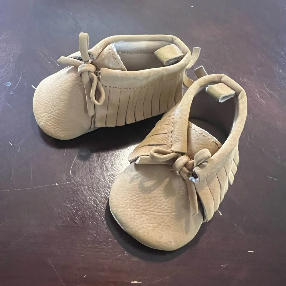 Old Navy Tan Moccasins with Fringe Detail
